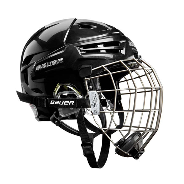 Team hockey helmet with proper fit, crucial for player safety and performance