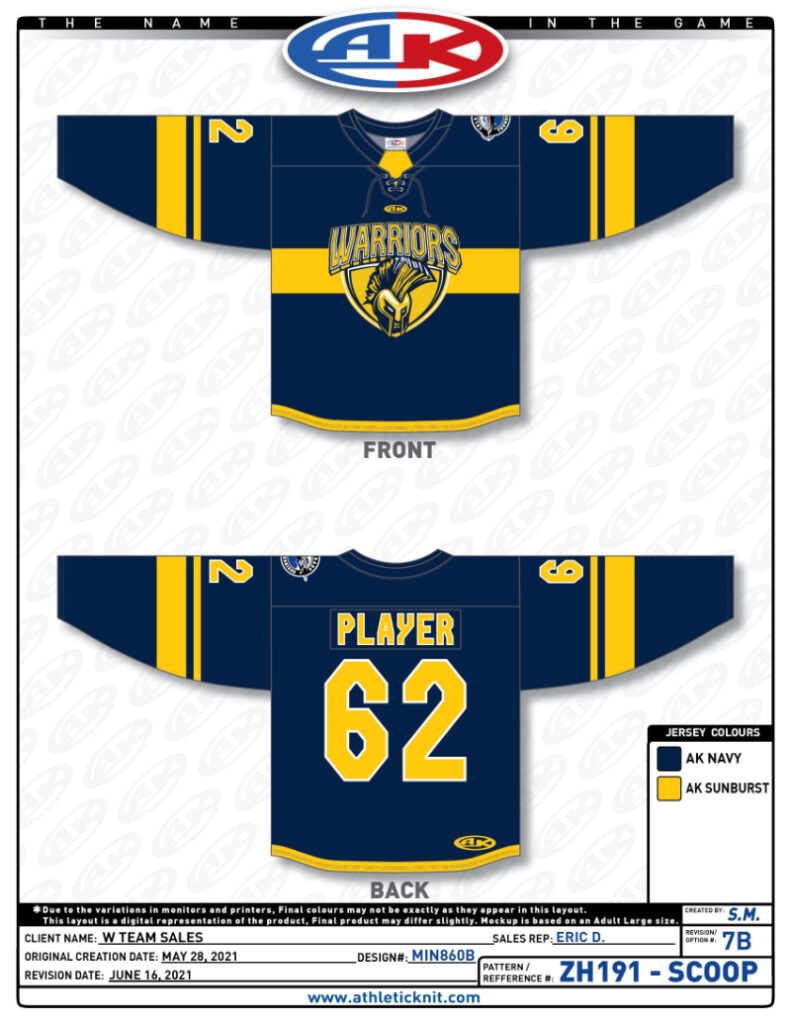 Custom hockey jersey from W Team Sales, showcasing style and quality for your team